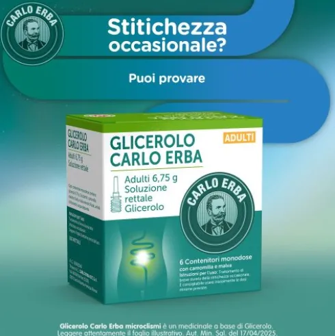 Glicerolo Carlo Erba Microclismi Adulti - Contro la stitichezza occasionale - 6 contenitori