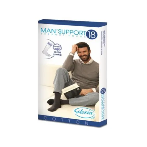 Gloria Man Support 18 Cotone Gambaletto Profilassi Blu Taglia 2