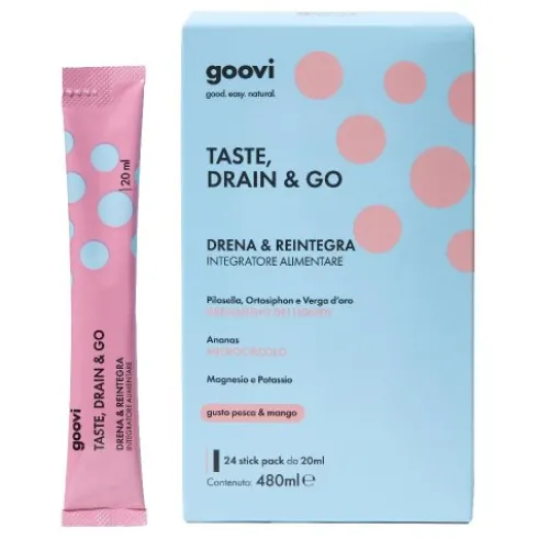 Goovi Taste Drain e Go Gusto Pesca - Integratore alimentare drenante - 24 stick