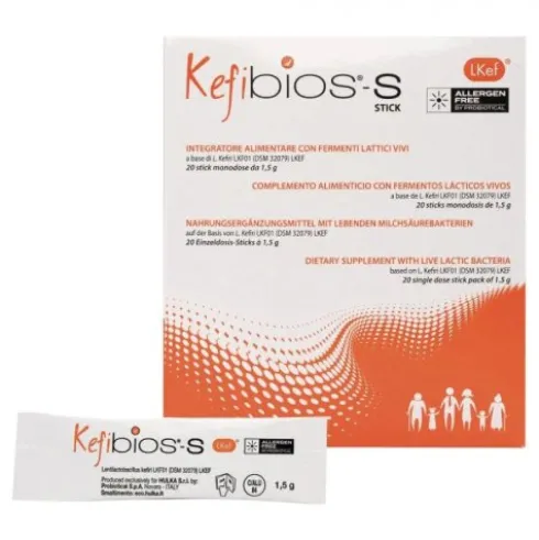 Hulka S Kefibios-S Integratore di Fermenti Lattici Vivi, 20 Stick
