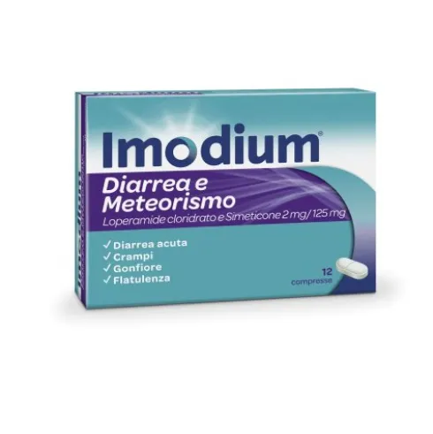 Imodium Diarrea E Meteorismo - Per il trattamento della diarrea acuta degli adulti - 12 compresse