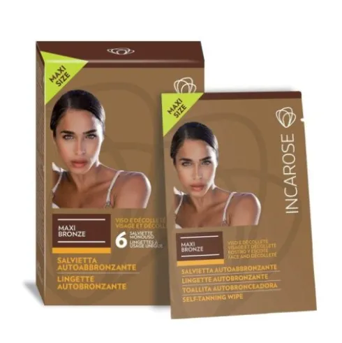 Incarose Maxi Bronze Salviette Autoabbronzanti Viso e Décolleté 6 Pezzi