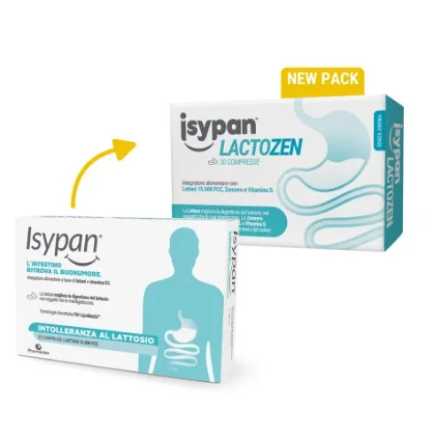 Isypan Lactozen - Integratore per intolleranza al lattosio e per favorire la digestione del lattosio - 30 compresse