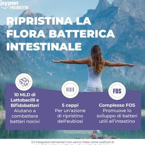 Isypan Probiotik - Integratore di probiotici e prebiotici per disbiosi intestinale - 10 flaconcini