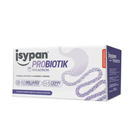 Isypan Probiotik - Integratore di probiotici e prebiotici per disbiosi intestinale - 10 flaconcini