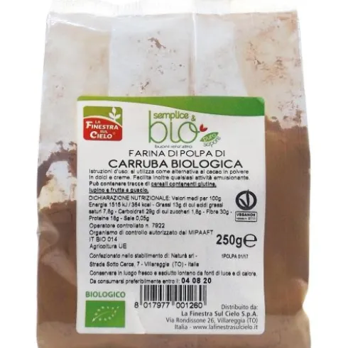La Finestra sul Cielo Farina di Carruba Biologica Alternativa al Cacao 250g