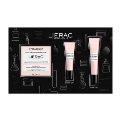 Lierac Cofanetto di Natale Hydragenist Gel Crema - Gel Crema viso illuminante 50 ml + Siero viso 15 ml + Contorno occhi 7,5 ml
