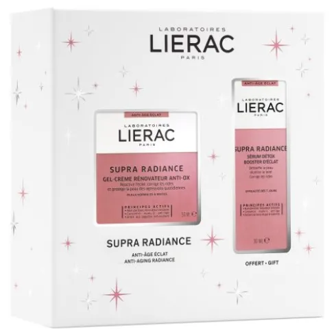 Lierac Cofanetto di Natale Supra Radiance Crema Gel - Crema gel viso antirughe 50 ml + siero booster di luminosità 30 ml
