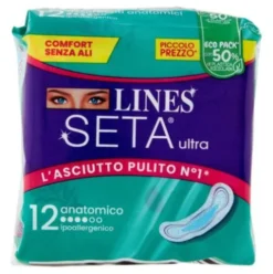 Lines Seta Ultra Anatomico Assorbenti per Flusso Leggero/Normale - 12 Pezzi