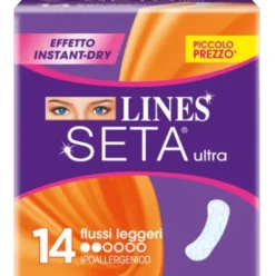 Lines Seta Ultra Assorbenti Ipoallergenici Flussi Leggeri Antiodore 14 Pezzi