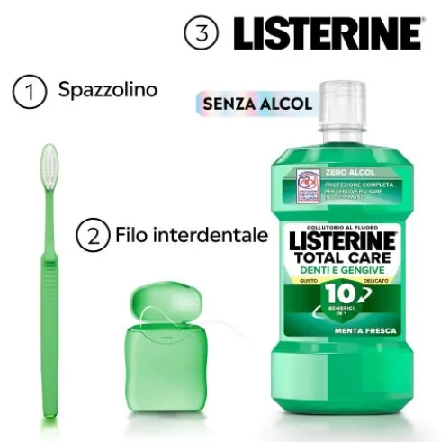 Listerine Difesa Denti e Gengive Collutorio Zero Alcol - Ideale per l'igiene orale quotidiana - Gusto Menta fresca - 500 ml