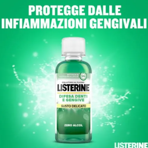 Listerine Difesa Denti e Gengive Collutorio - Ideale per l'igiene orale quotidiana - Gusto delicato - 95 ml