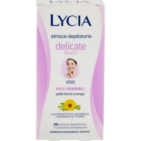 Lycia Delicate Touch Strisce Depilatorie Viso Pelli Sensibili 20 Pezzi