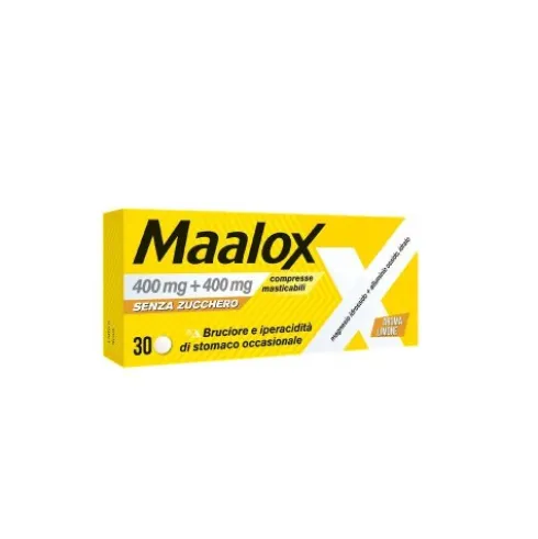 Maalox - Per il trattamento dell'acidità di stomaco occasionale - 30 Compresse masticabili senza zucchero