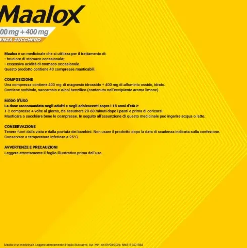 Maalox - Per il trattamento dell'acidità di stomaco occasionale - 30 Compresse masticabili senza zucchero