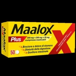 Maalox Plus - Rapido sollievo dal bruciore di stomaco e difficoltà a digerire - 50 Compresse Masticabili