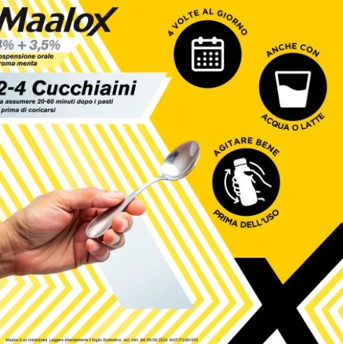 Maalox Sciroppo Menta - Per il trattamento dell'acidità di stomaco occasionale - Sospensione orale da 250 ml