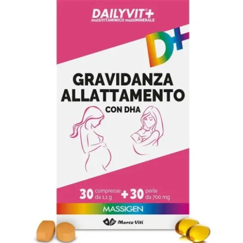 Massigen Dailyvit+ Gravidanza Allattamento Integratore Multivitaminico 30 Compresse e 30 Perle