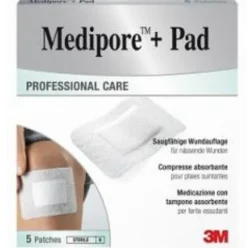 Medipore Medicazione Sterile con Tampone Assorbente 10x10 cm, 5 Pezzi