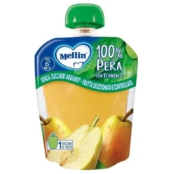Mellin Purea Pera per Neonati 6+ Mesi Senza Zuccheri Aggiunti Pouch 90g