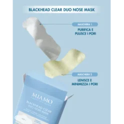 Miamo Blackhead Clear Duo Nose Mask - Maschera naso per punti neri - 5 maschere STEP 1 + 5 maschere STEP 2 + 10 cotton fiock