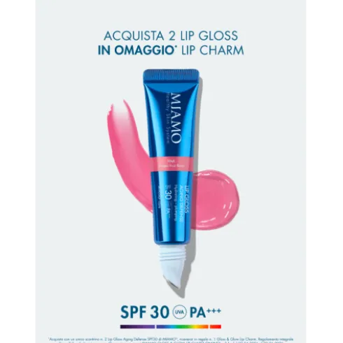 Miamo Lip Gloss Aging Defense SPF30 - Nuance Pink - Gloss idratante e volumizzante labbra - 15 ml