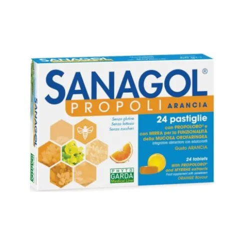 Named Sanagol Propoli Arancia, Pastiglie per Gola, 24 Unità