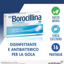 NeoBorocillina Antisettico Orofaringeo 16 Pastiglie senza zucchero 1,2mg + 20mg