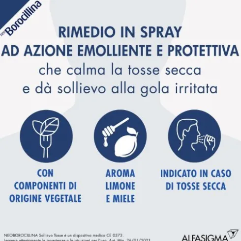 NeoBorocillina Sollievo Tosse Spray Emolliente e Protettivo gusto Miele Lime 20 ml