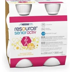 Nestlé Resource Senior Activ Vaniglia, Integratore Calcio e Vitamina D, 4x200ml