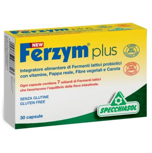 New Ferzym Plus - Integratore per l'equilibrio della flora intestinale - 30 capsule