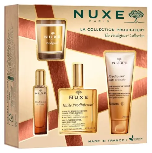 Nuxe Cofanetto di Natale Prodigieuse Collection 2023 - Olio secco multifunzione + profumo + olio doccia + candela per ambienti