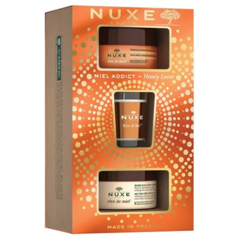 Nuxe Cofanetto di Natale Reve De Miel - Esfoliante corpo 175 ml + Olio corpo 200 ml + Candela per ambienti 70 g