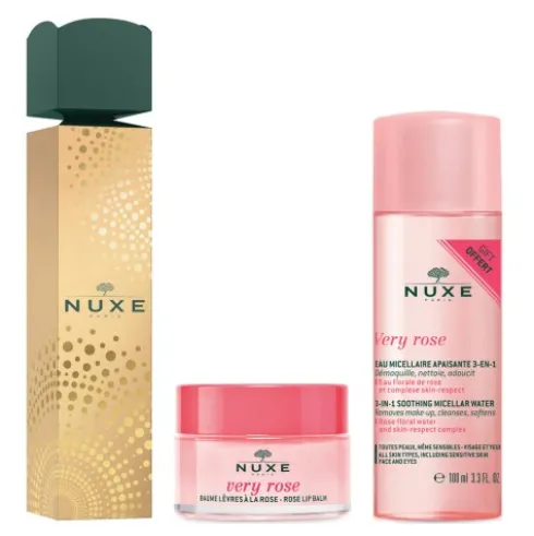 Nuxe Cofanetto Natale Cracker Very Rose - Acqua micellare lenitiva 100 ml + Balsamo labbra alla rosa 15 g