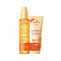 Nuxe Sun Duo Olio Solare SPF50 + Latte Doposole - Protezione solare molto alta per viso e corpo 150 ml + Latte doposole per viso e corpo 100 ml
