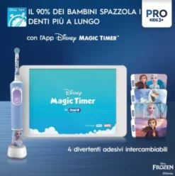 Oral-B Kids Frozen Spazzolino Elettrico Ricaricabile con 2 Testine e Adesivi