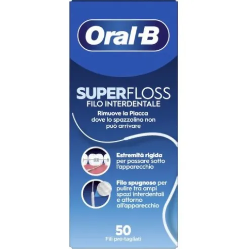 Oral-B Superfloss Filo Interdentale per Apparecchi Ortodontici 50 Pezzi