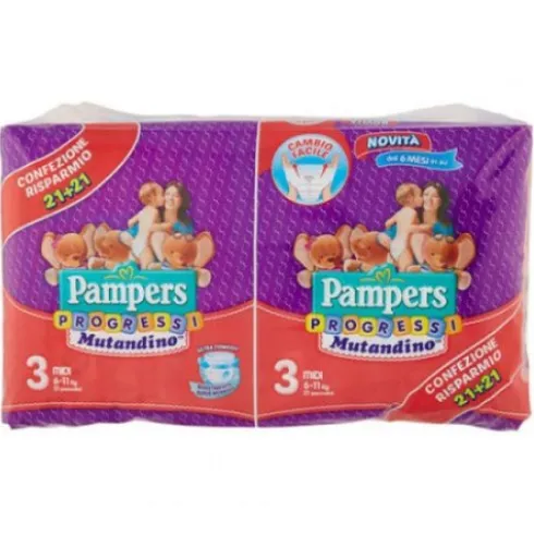 Pampers Progressi Mutandino Midi Taglia 3 (6-11kg) 42 Pannolini