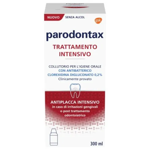 Parodontax Collutorio Antiplacca Intensivo con Clorexidina allo 0,2% - Adatto in caso di irritazioni gengivali - 300 ml