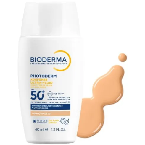 Photoderm Xdefense Ultra Fluid SPF50+ - Protezione solare viso colorata detossinante - Tinta 02 - 40 ml