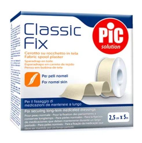 Pic Classic Fix Cerotto in Tela su Rocchetto per Fissaggio Medicazioni 2,5cm x 5m