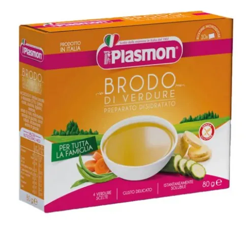 Plasmon Brodo di Verdure Disidratato Neonati Senza Glutine e Sale 80g