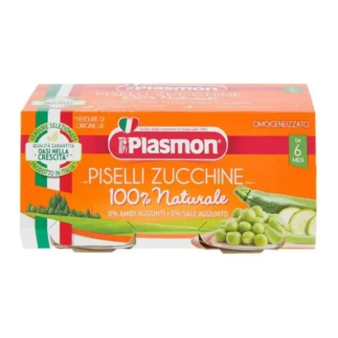 Plasmon Omogeneizzato Piselli e Zucchine per Svezzamento 2 vasetti x 80g