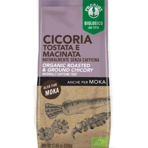 Probios Cicoria Tostata e Macinata Senza Caffeina Bevanda Calda Moka 500g