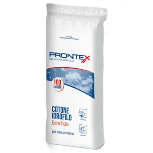 Prontex Cotone Idrofilo Extra India per Uso Sanitario e Cosmetico 100g