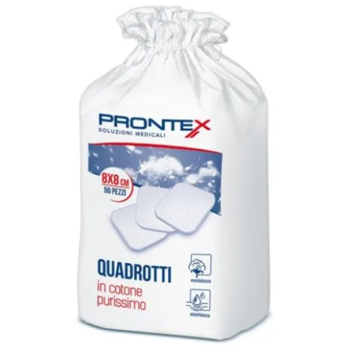 Prontex Quadrotti di Cotone Idrofilo Purissimo 8 x 8 cm