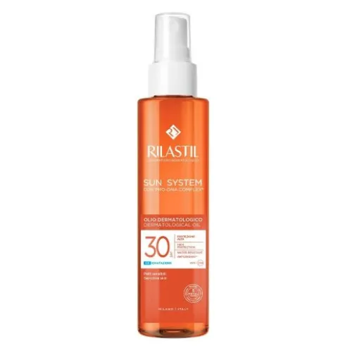 Rilastil Sun System Olio Dermatologico SPF30 - Protezione solare alta per il corpo - 200 ml