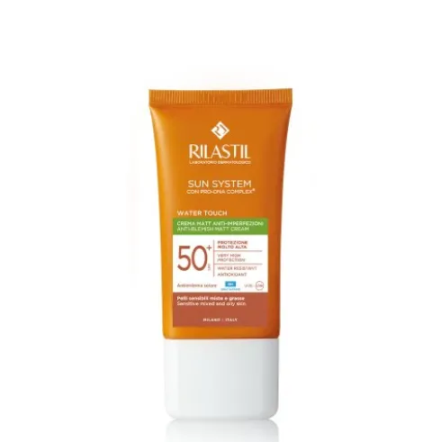 Rilastil Sun System Water Touch Matt SPF50+ - Crema anti imperfezioni con protezione solare molto alta - 50 ml