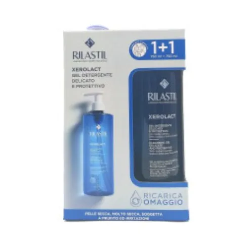 Rilastil Xerolact Bipack Gel Detergente - Ideale per pelle a tendenza atopica - 2 flaconi da 750 ml ciascuno