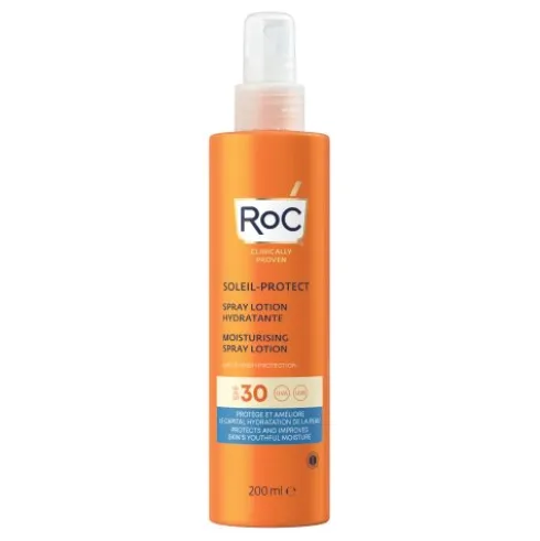 Roc Soleil Protect Lozione Spray Idratante SPF 30 - Spray solare corpo protezione alta - 200 ml